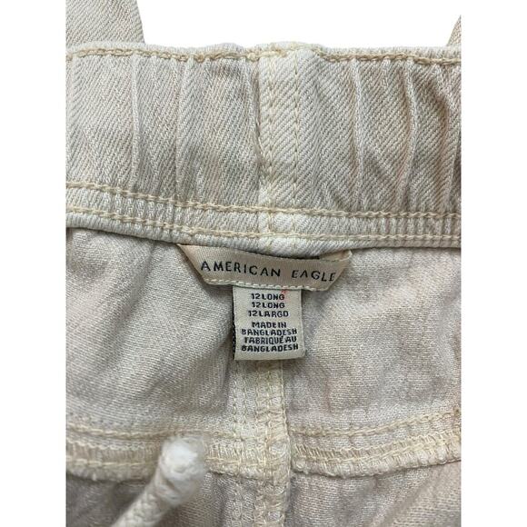 American Eagle Women’s Khaki Cotton Drawstring Jogger Pants Size 12 - Picture 3 of 4